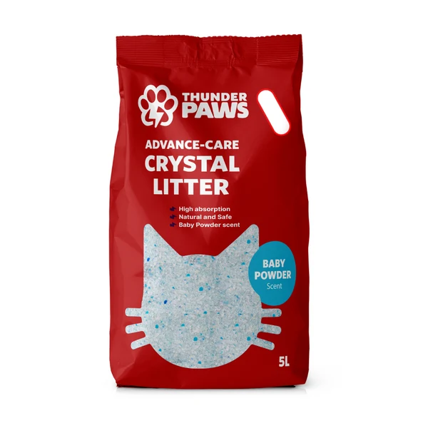 Thunder Paws Advance Care Non-Clumping Crystal Cat Litter - Baby Powder 5L