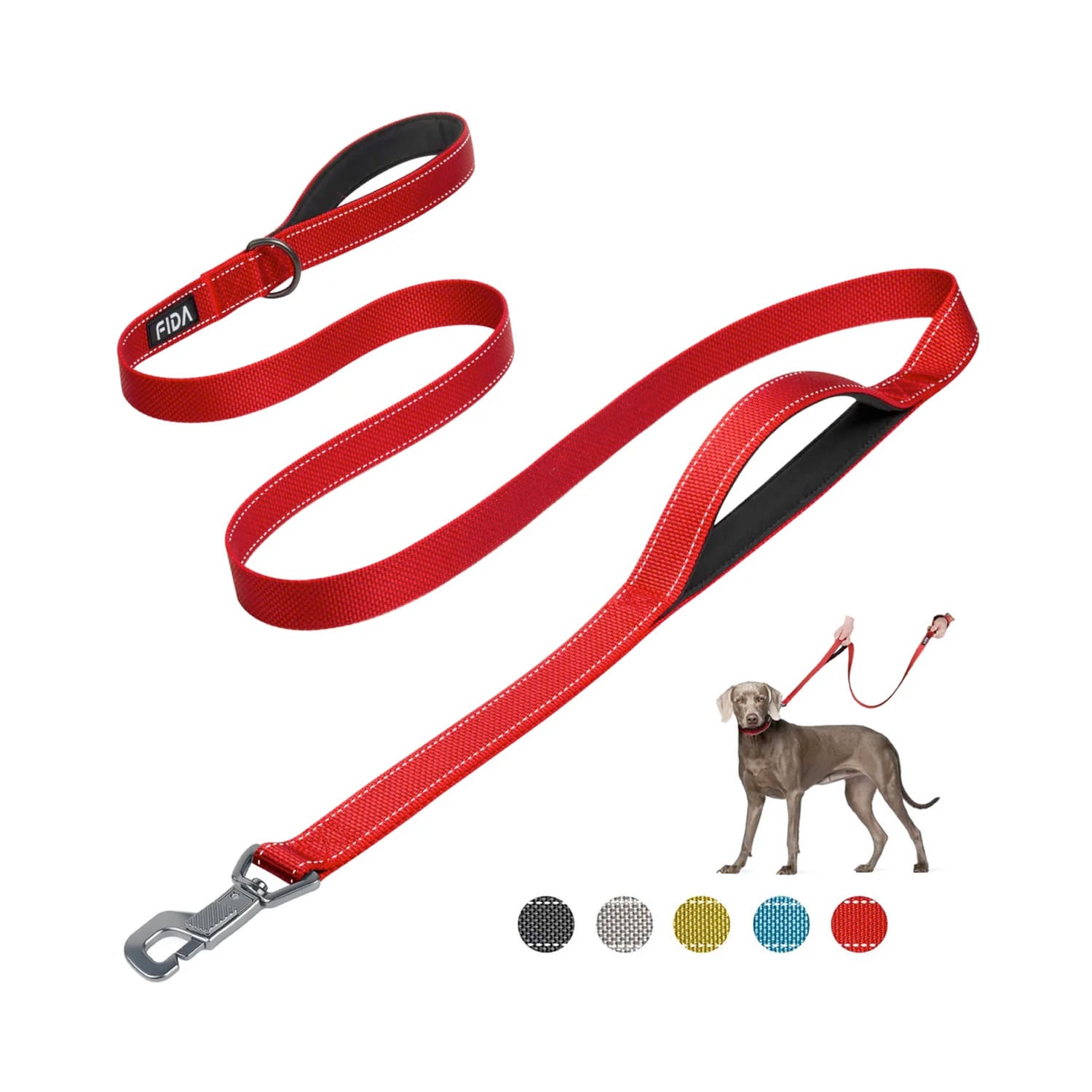 Fida Heavy Duty Dog Leash Red 4th